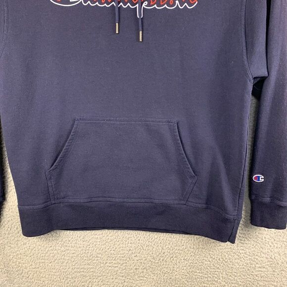 Champion Spellout Hoodie Mens Extra Large Blue Sweatshirt Outdoor Athletic Gym - Picture 4 of 12